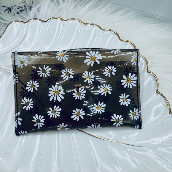 Florals Clear Card Case Wallet in Black - Picture 3 of 6